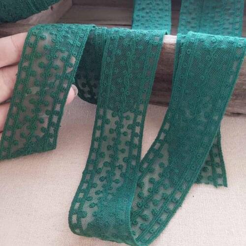 1M Embroidery Green Lace Fabric 4cm Trim Lace Ribbon DIY Sewing Curtain Guipure Craft Supplies ncajes para costura dentelle K40