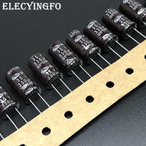 10pcs/100pcs 330uF 35V330uf SAMWHA WL Series Extremely Low Impedance 10x16mm 35V330uF Aluminum Electrolytic Capacitor