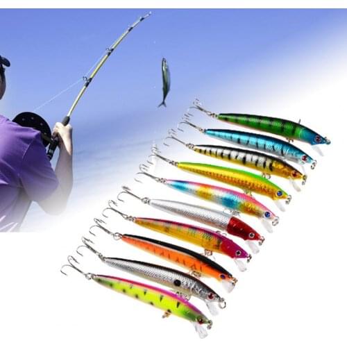 10PCS/Set Fishing Lure 9.5cm 8.5g hooks fish wobbler tackle crankbait artificial hard bait