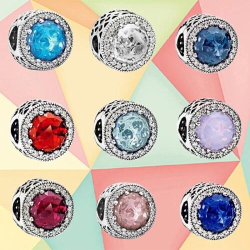 100% 925 Sterling Silver Brand Authentic 1:1 Shiny Heart (multi-color Choice) Beaded Safety Clip Suitable For Female Diy Jewelry