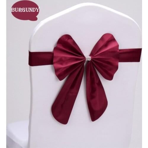 100pcs/lot spandex chair sash stretch band bow for chair covers,Burgundy colour wedding banquet hotel decorative chair bow sash