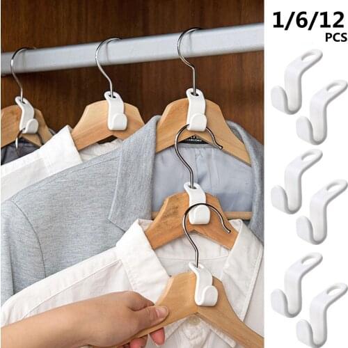 12Pcs Mini Clothes Hanger Connector Cascading Hook Wardrobe Closet Organizer Clothing & Wardrobe Storage