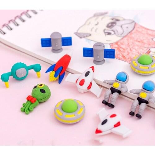 2 packs Creative cute space doll rabbit aircraft Kitchenware Toiletries toys Eraser gifts for children