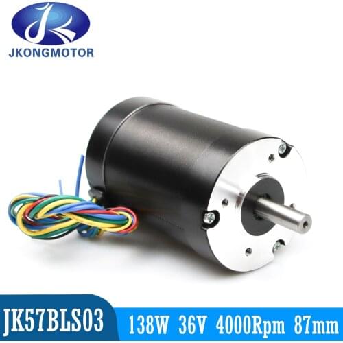 36V 138W 5.3A 57mm Brushless DC Motor 3 Phase 4 Poles Round Shaft 57*57*87mm 0.33N.m 4000RPM BLDC Motor 36v bldc motor with Hall