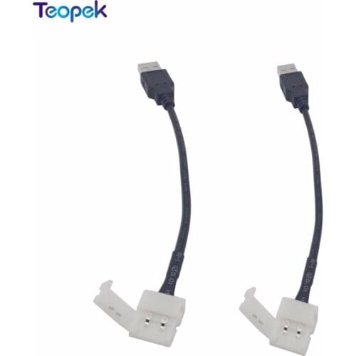 5pcs USB Led Strip Connector 8mm 10mm 2pin No Welding Led Connector 15cm Cable For USB Led Strip
