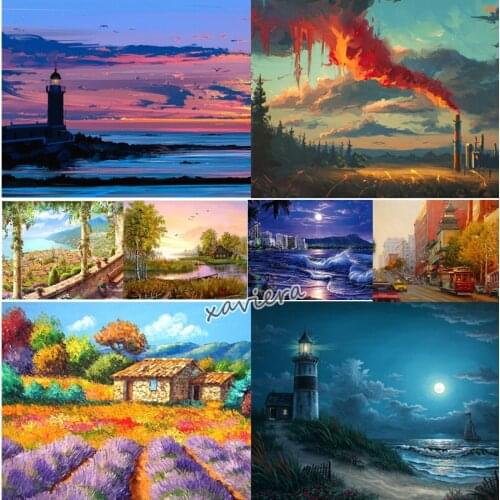 DIY 5D Diamond Painting Beautiful Night View Full Diamond Embroidery Mosaic Rhinestone Cross Stitch Accessories Home Decoration