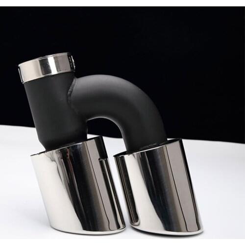 Car Stainless Steel H-shaped Bevel Exhaust Pipe Tail Throat Nozzle for A5 A6L S6 U90C