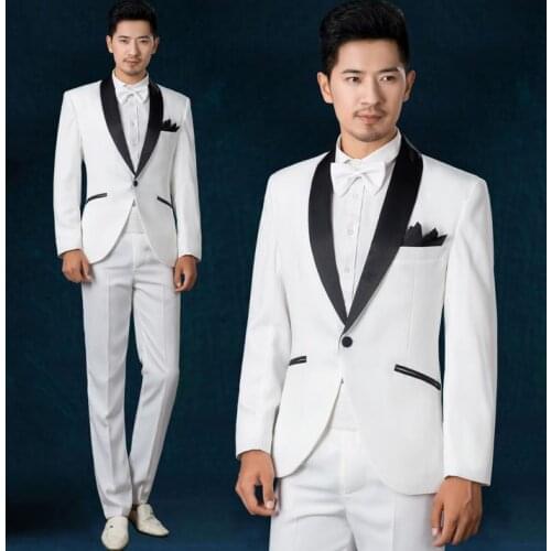White mens suit wedding dress 2020 new arrival men slim fit suits mens wedding groom latest coat pant designs suit + pant + tie
