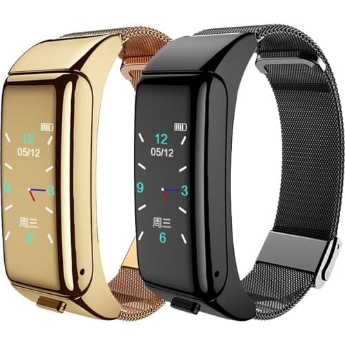 0.96 Inch Wireless Bluetoot 2 In 1 Call Listen To Music Blood Pressure Heart Rate Health Monitoring Step Counter Sports Bracelet