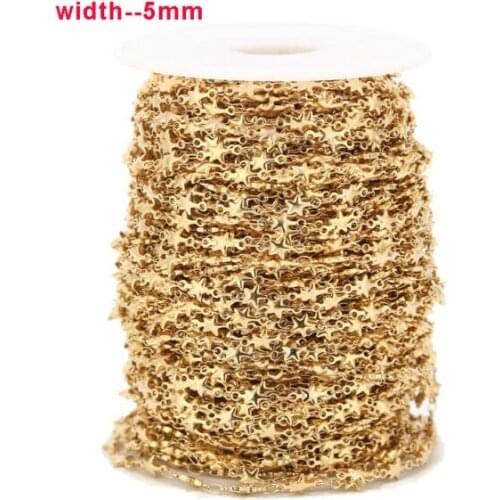 1m/2m/5m Stainless Steel 5mm Width Gold Plated Stars Handmade Chains Link Chain for DIY Jewelry Bracelets Necklaces Making