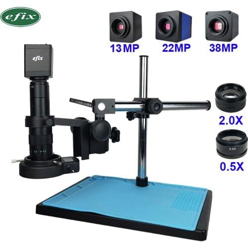 HDMI USB VGA Digital Electronic Industrial Camera Monocular Soldering Microscope Stand 144 LED Light for Mobile Phone SMD Repair