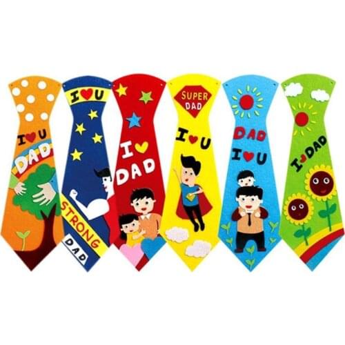 Kids DIY Ties Crafts Kindergarten Children Handmade Tie Educational Toys Fathers Day Gifts child non woven clothing material set