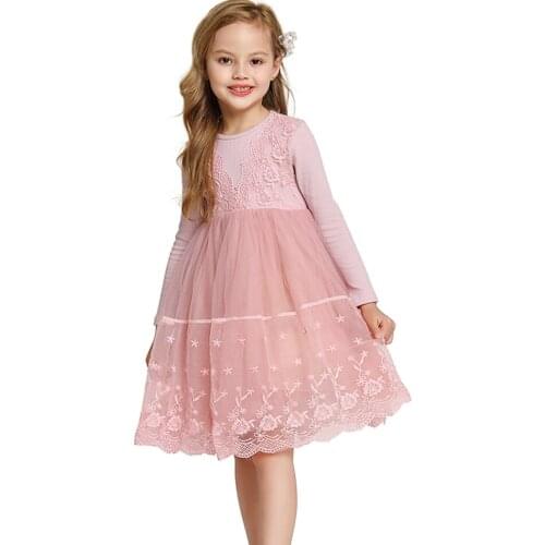 Girls Dress Lace Floral Tutu Party Dresses for Little Girl Princess Birthday Children Kids Long Sleeve Spring Autumn Clothes 2-5