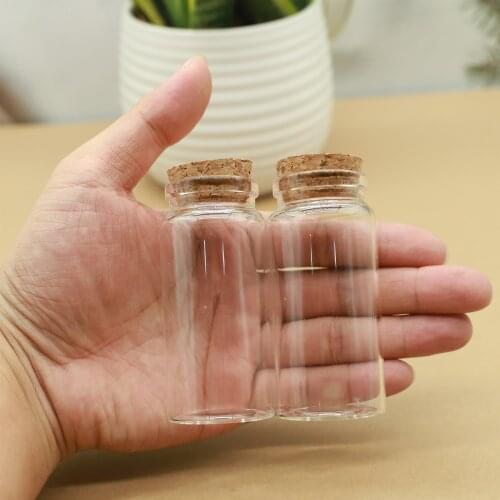 24 Pieces Glass Bottles 37*80mm 60mlMini Storage tiny Jar for Spice Corks spicy Bottle Candy Containers Vials With Cork Stopper