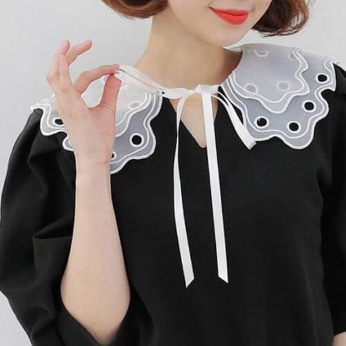 Fashion Blouse detachable false White neck Beige peter pan false removable Princess Double Embroidery Exaggerated Collar