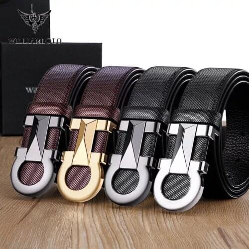 Men genuine leather belt black fashion alloy luxury automatic buckle youth leather simple business men belt