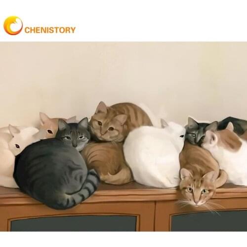 CHENISTORY DIY Painting By Number Cat Animal Handpainted Paintings Art Drawing On Canvas Gift Pictures By Numbers Kits Home Deco