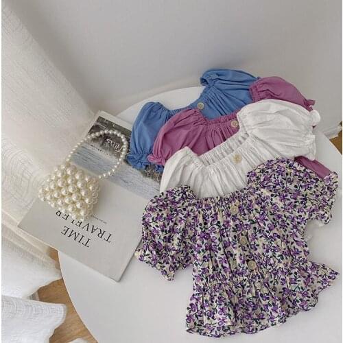 2021 New Girls Printed Shirt Cotton Spring Summer Cotton Fashion Girls Blouse 1-6 year QS532