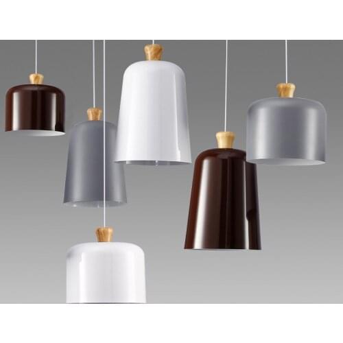 New Modern Aluminum Pendant Light Wood Drum Hanging Lamp For Bar Coffee Dining Room Suspension Indoor Lighting Lamps PL479
