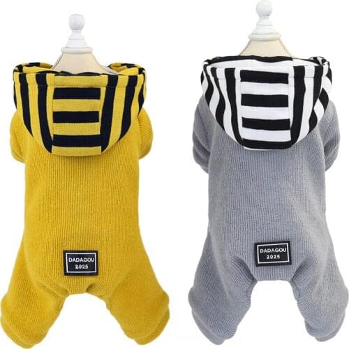 Pet Dog Clothes 100% Cotton Winter Warm Coat Jumpsuit Hoodie Thicken Clothing For Teddy Dogs Costume Cat Clothes Soft Overalls