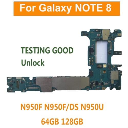 Original Unlocked Motherboard For Samsung Galaxy Note 8 N950FD N950F N950U Clean IMEI 64GB 128GB Logic Board
