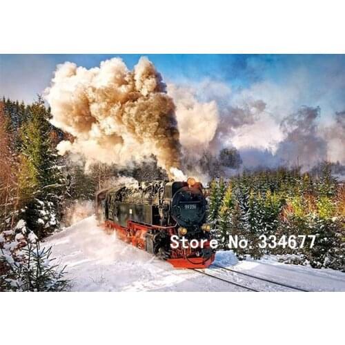 Steam train scenery Oil Painting Embroidery Needlework 14CT Counted Unprinted DIY Cross Stitch Kit Handmade Art Wall Decor