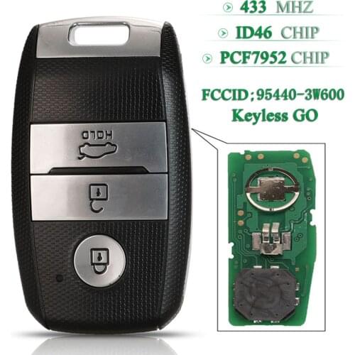 Bilchave Keyless Go 433Mhz 3 Buttons Remote Smart Car Key ID46 PCF7952 Chip For KIA K5 KX3 Sportage Sorento P/N 95440-D9510