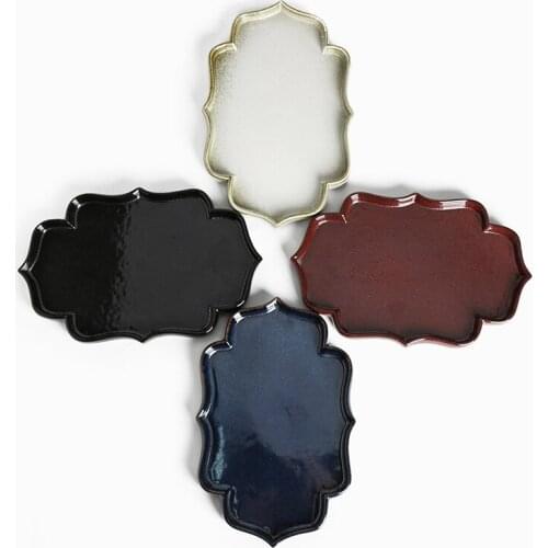 Bubble Disk Kiln Baked Temmoku Glaze Ceramic Minimalist Small Number Tray Tray Zen Pot Tray Tea Table Tea Tray Chinese Tea Set