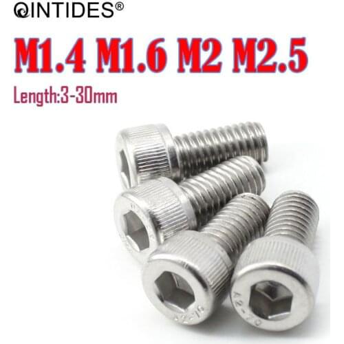 QINTIDES M1.4 - M2.5 Hexagon socket head cap screws 304/316 stainless steel hexagon screw DIN 912 M1.6 hex screws