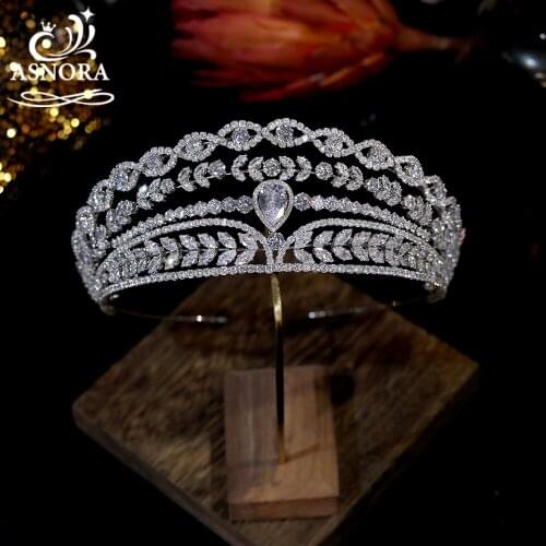 Luxury Cubic Zirconia Crown Crystal Bridal Tiaras Crowns Queen Princess Retro Headband Wedding Hair Accesorios Women Jewelry