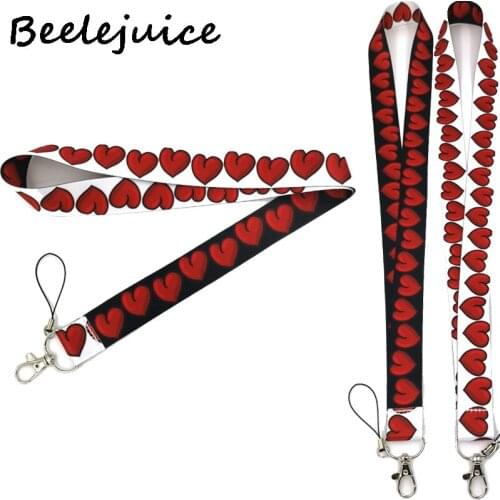 Red Hearts Love Couple Lanyard Badge ID Mobile Phone Rope Key Lanyard Neck Straps Accessories webbings ribbons Decorations Gifts