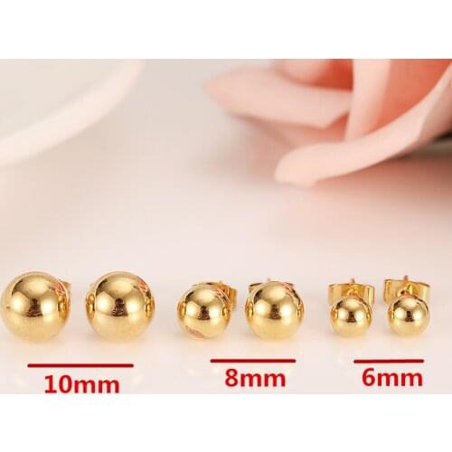 Gold beads ball Earrings Stud For Women Girls Female Jewelry Ethiopian African American European Earrings charms