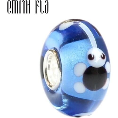 Emith Fla 100% 925 Sterling Silver DIY Turtle Lampwork Charm Bead Fit European Bracelet Bangle Jewelry Accessories