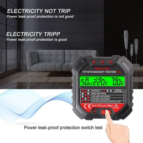 Socket Tester Voltage Display 6 Kinds Indicator Lights 90~250V Socket Testers Phase Polarity Leakage Detector Utility Tools