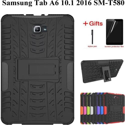 Silicon TPU+PC shell Shockproof Stand case For Samsung GALAXY Tab A A6 10.1 T580 T585 T580N T585N 10.1 inch Tablet case+Film+Pen