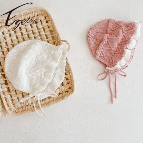 Engepapa Infant Baby Knit Hat Soft Cute Hat Winter Christening Bonnet With Chin Strap Solid Color Winter Warm Accessories Caps