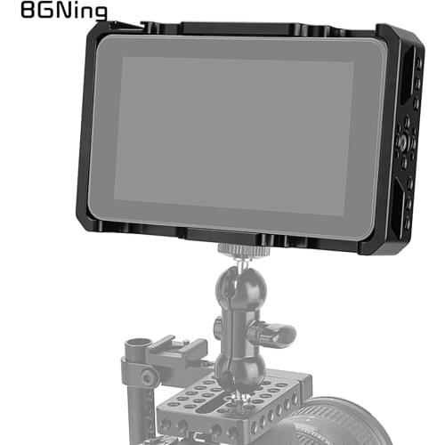 Protective Cage for Destview R6 UHB 5.5" Inch 2800nit 4K On-camera Monitor Formfitting Frame with 1/4"-20 Holes Cold Shoe Mounts