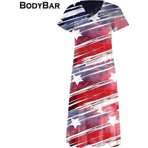 Female Printed American Flag Dresses Sexy Short Sleeve Mini Dress Casual Party Lady Dress Vestidos V-neck Dress Streetwear Mujer