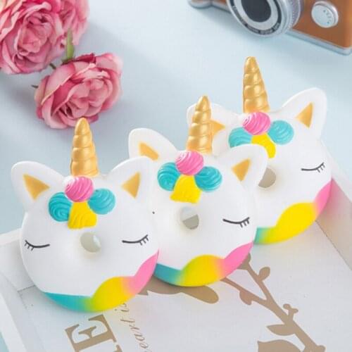 1PC Jumbo Unicorn Donut Squeeze Cake Bread Squishies Cream Scented Slow Rising Squeeze Toy