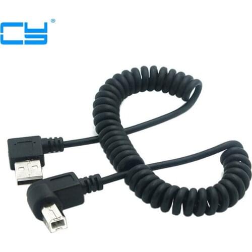 100cm Right Angled USB 2.0 A Male to B Angled Male 90 degree Stretch Cable for Printer Scanner & Hard Disk