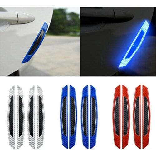 2/4Pcs Carbon Fiber Adhesive Reflective Car Door Wheel Eyebrow Bumper Protector наклейки на авто
