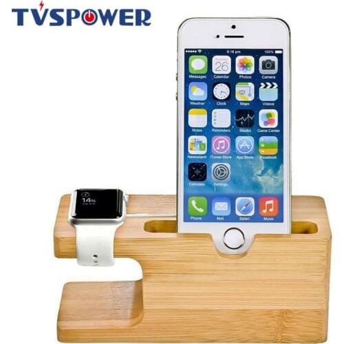 Bamboo Holder Stand For Apple Watch Dock Charging Station For iPhone 11 Max Pro 7 Plus 8 X USB Charger Holder For Samsung s8