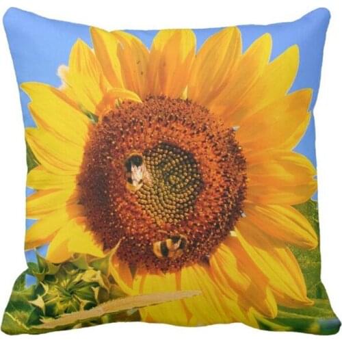 Sunflower and Wasps Throw Pillow case