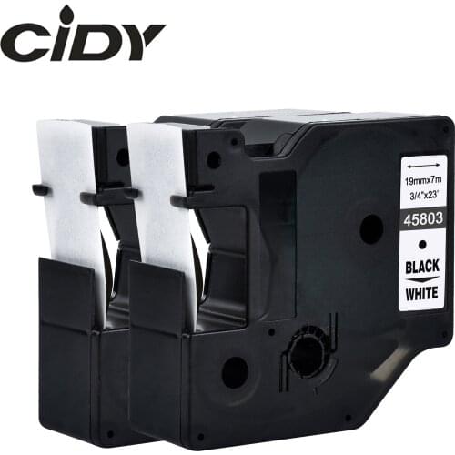 Cidy 2PS 19MM Compatible DYMO D1 Label Tape 45803 black on white Label Maker For DYMO LM280 DYMO PNP