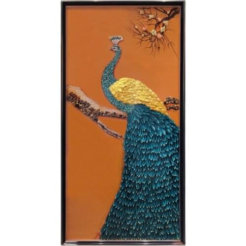 CX Handmade Decorative Painting Vertical Type at the Entrance Peacock Painting Aisle Hanging Painting Mural