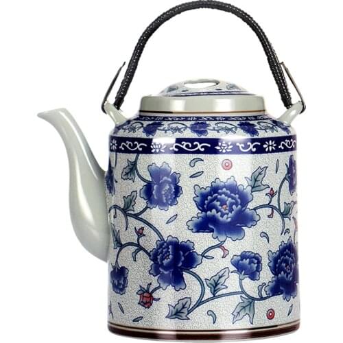 Jingdezhen Ceramic Teapot Large Capacity Chinese Retro Blue and White Porcelain Kettle Set Household Large Loop-Handled Teapot