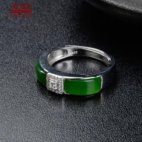 Natural jasper jade ring with 925 sterling silver jade rings jade jewelry brand natural stone jewelry