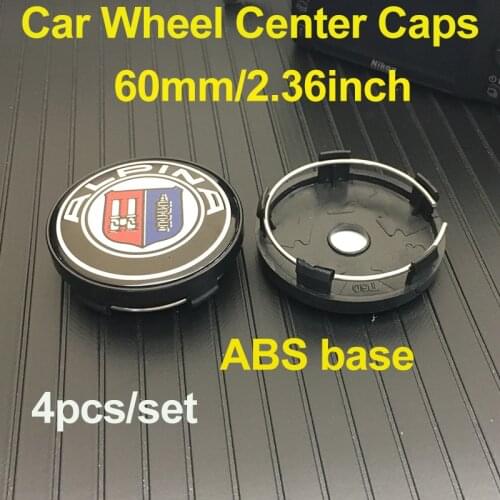 4pcs 60MM Blue White/Alpina Car Wheel Center Caps ABS Black Base Wheel Hub Caps for Bmw E60 E90 F10 F30 F15 E63 E64 E65 E86 E89