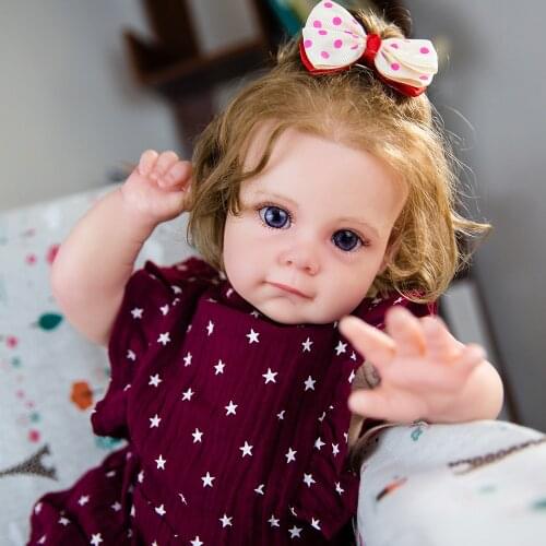 22" Reborn Toddler Baby Doll Princess With Curls Hair Fashion Dress Lifelike Soft Touch Cuddly Baby Gift