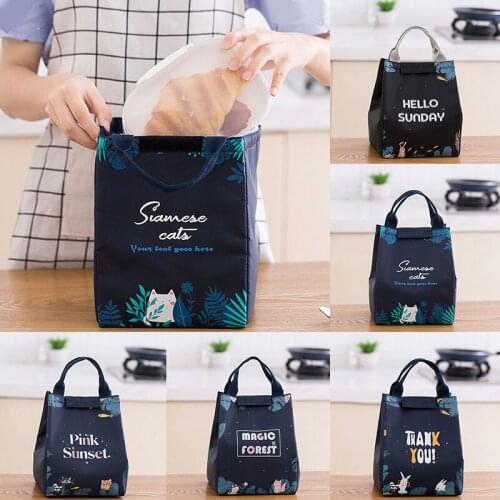 Cartoon Pattern Lunch Box Bag Waterproof Oxford Thermal Picnic Insulation Bento Pouch Travel Food Fruit Portable Organizer